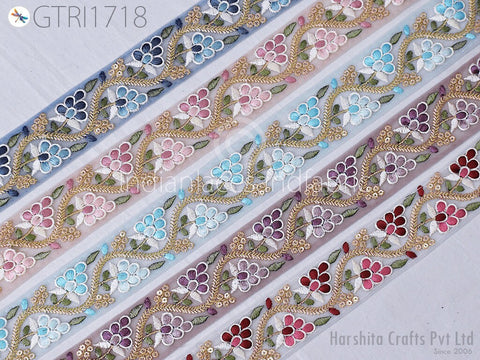 9 Yard Indian Fabric Trim 4cm Sari Border Crafting Ribbon Sewing Embroidered Decorative Cushions Curtain Home Decor Trimming Embellishments