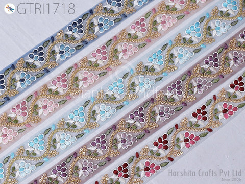 9 Yard Indian Fabric Trim 4cm Sari Border Crafting Ribbon Sewing Embroidered Decorative Cushions Curtain Home Decor Trimming Embellishments