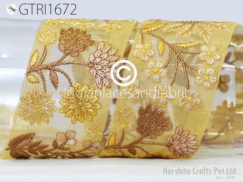 9 Yard Indian Embroidered 7CM Trim Embellishment Sari Border Embroidery Saree Ribbon Cushions Home Décor Sewing Clothing Costumes Trimmings