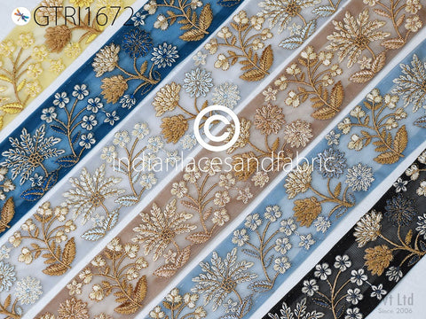 9 Yard Indian Embroidered 7CM Trim Embellishment Sari Border Embroidery Saree Ribbon Cushions Home Décor Sewing Clothing Costumes Trimmings