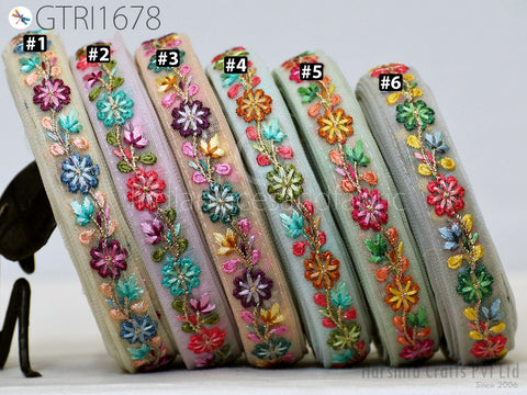 9 Yard Indian 20 mm Embroidered Trim Sari Gift Wrapping Ribbon Embellishment Sewing DIY Crafting Border Embroidery Cushions Lace Home Decor