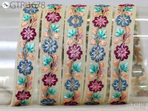 9 Yard Indian 20 mm Embroidered Trim Sari Gift Wrapping Ribbon Embellishment Sewing DIY Crafting Border Embroidery Cushions Lace Home Decor