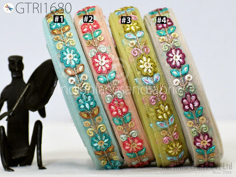 9 Yard Indian Embroidered 25 mm Trim Sari Fabric Gift Wrapping Ribbon Embellishment Sewing DIY Crafting Border Embroidery Cushions Lace