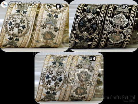 9 Yard Indian 6cm Embroidered Trim Embellishment Sari Border Embroidery Saree Ribbon Cushions Home Décor Sewing Clothing Costumes Trimmings