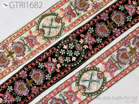 9 Yard Indian 6cm Embroidered Trim Embellishment Sari Border Embroidery Saree Ribbon Cushions Home Décor Sewing Clothing Costumes Trimmings
