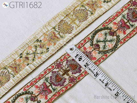 9 Yard Indian 6cm Embroidered Trim Embellishment Sari Border Embroidery Saree Ribbon Cushions Home Décor Sewing Clothing Costumes Trimmings