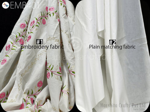 Indian Dress Fabric, Embroidered Yardage Fabric, Costume Dress Fabric, Wedding Dress Fabric, Top Making Fabric, Floral Frock Embroidery Fabric