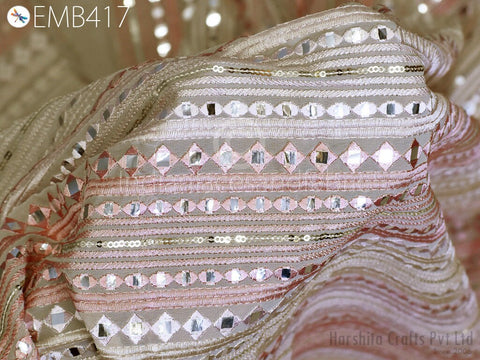 Pale Pink Indian Embroidered Fabric by the Yard Georgette Embroidery Fabric, Chikankari Dress Material Fabric
