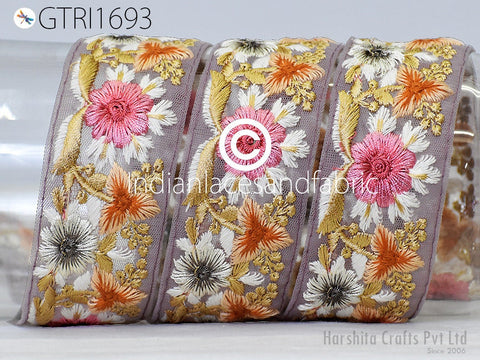 9 Yard Indian 48mm Embroidered Fabric Trim Embroidery Cushions DIY Crafting Sari Border Wedding Saree Sewing Dress Embellishment Ribbon Trim
