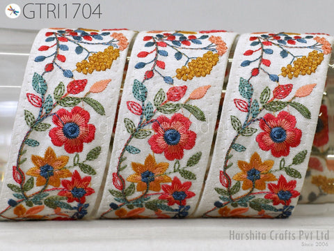 9 Yard Indian Embellishment Embroidered Fabric 48mm Trim Saree Ribbon Crafting Sewing Embroidery Border Wedding Dress Trimming Cushion Cover