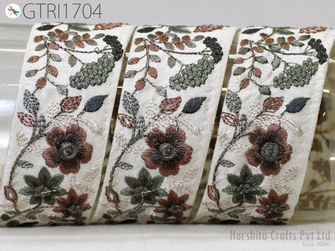 9 Yard Indian Embellishment Embroidered Fabric 48mm Trim Saree Ribbon Crafting Sewing Embroidery Border Wedding Dress Trimming Cushion Cover