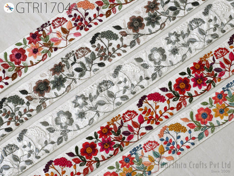 9 Yard Indian Embellishment Embroidered Fabric 48mm Trim Saree Ribbon Crafting Sewing Embroidery Border Wedding Dress Trimming Cushion Cover