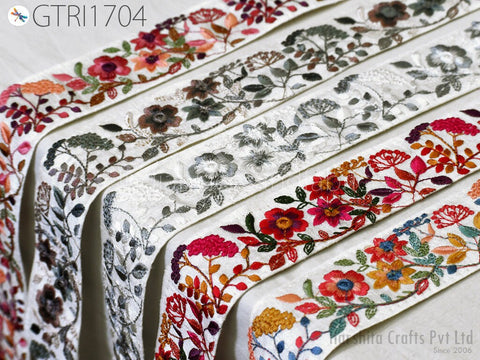 9 Yard Indian Embellishment Embroidered Fabric 48mm Trim Saree Ribbon Crafting Sewing Embroidery Border Wedding Dress Trimming Cushion Cover