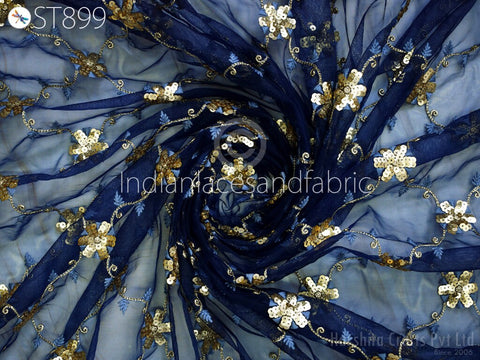 Beautiful net Dupatta with gold sequins and bead work, Chunni for Lehenga, Transparent and Light Weighted Dupatta