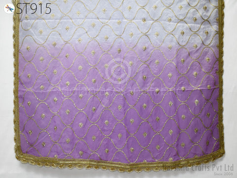 Hand Embroidered Stole, Embroidered Chiffon, Indian Fabric, Bridal Dupatta