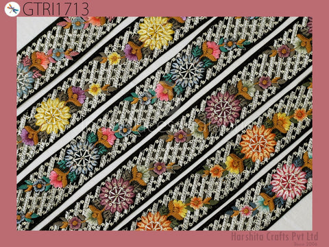 9 Yard Indian Embroidered Fabric 48mm Trim Sari Border Cushions DIY Crafting Wedding Saree Sewing Embroidery Embellishment Costume Ribbon