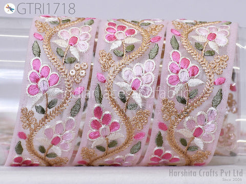 9 Yard Indian Fabric Trim 4cm Sari Border Crafting Ribbon Sewing Embroidered Decorative Cushions Curtain Home Decor Trimming Embellishments