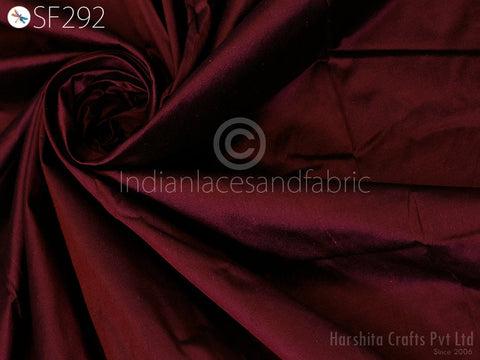 Indian Burgundy Soft Pure Plain Silk Fabric by the yard, Pure Silk For Hair Bands, Clothing Accessories Silk, Cocktail Dresses Silk Fabric