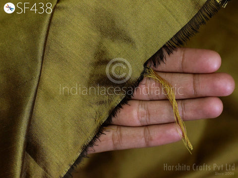 Iridescent Antique Gold and Black Silk Fabric, Saree Making Fabric, Hair Crafting Fabric, Habotai Silk Fabric