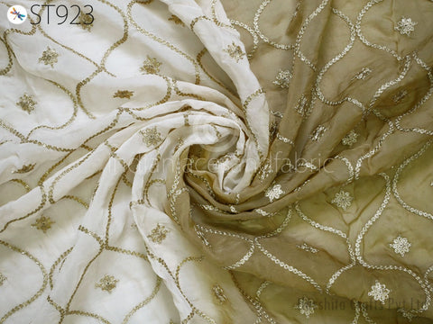 Fawn Organza Dupatta Light Dupatta Embroidered Indian Bridal Wedding lehenga Chunni Veil Sequin Scarf Crafting Dress Costumes Gift for Her