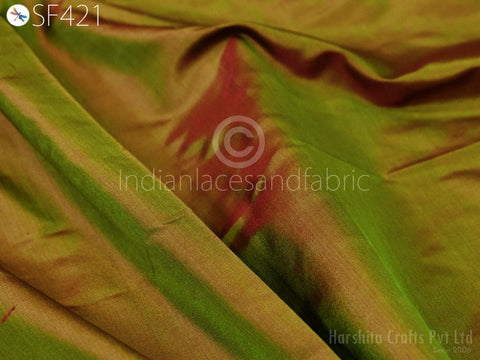 Iridescent Indian Silk Fabric by the yard Pure Mulberry Silk, Skirts Making Pure Silk, Hair Bands Making Silk