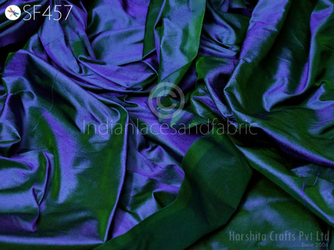 Iridescent Indian Pure Silk Fabric by the yard Mulberry Silk Home decor Curtains Scarf Costume Apparel Wedding Evening Dresses Dolls