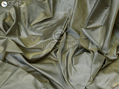 Iridescent Gold Grey Indian Pure Silk Fabric by the yard Soft Silk , scrap booking projects silk fabric, outdoor dress making pure silk fabric