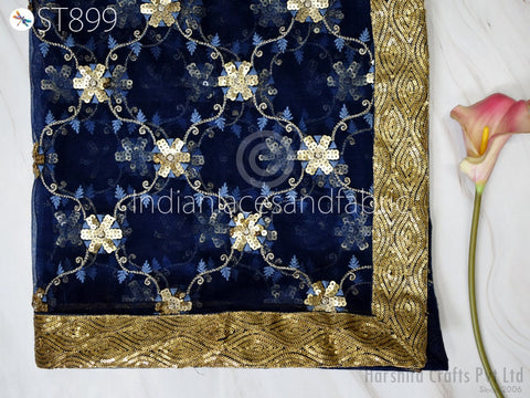 Beautiful net Dupatta with gold sequins and bead work, Chunni for Lehenga, Transparent and Light Weighted Dupatta