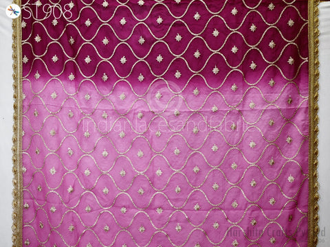 Organza two-tone dupatta with scallop embroidered lace border 2.5 Meter, Dupattas with Sequence work all over the Dupatta