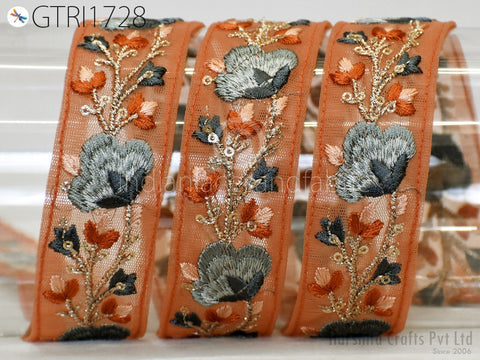 9 Yard Embroidered Fabric 35mm Trim Embellishment Sari Ribbons Sewing DIY Crafting Border Indian Embroidery Trimmings Cushions Laces