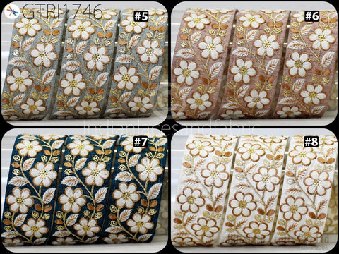 9 Yard Indian Sari Embellishments Embroidery 48mm Trim Embroidered Saree Ribbon Cushions Sewing Crafting Trimmings Curtains Headbands Border