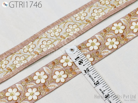9 Yard Indian Sari Embellishments Embroidery 48mm Trim Embroidered Saree Ribbon Cushions Sewing Crafting Trimmings Curtains Headbands Border