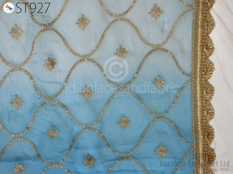 Designer Organza Dupatta With Zari Cutwork Border, Dupattas with Sequence work all over the Duppatta, Beaded & Sequined Lace Dupatta
