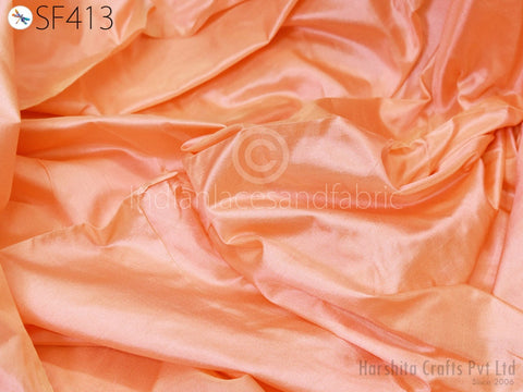 Indian Peach Soft Pure Plain Silk Fabric by the yard, Summer Dresses Silk Fabric, Pure Silk For Wall Decor, Unstitched Pure Silk Fabric