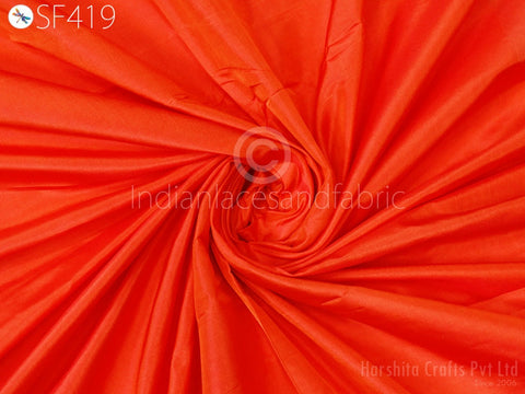 Orange Indian Silk Fabric by the yard Pure Mulberry Silk, Projects Making Pure Silk, Upholstery Pure Silk, Summer Dresses Silk Fabric