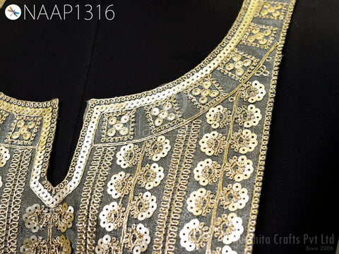 Neck Patches Sequin Gold for Wedding Dress Neckline Patch Handmade Indian Clothing Accessories Crafting Collar Applique