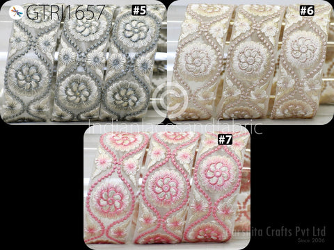 9 Yard Indian Embroidered 4cm Trim Embroidery Dress Embellishment Fabric Ribbon Trimming Cushions DIY Crafting Sari Border Saree Sewing