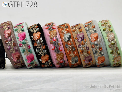 9 Yard Embroidered Fabric 35mm Trim Embellishment Sari Ribbons Sewing DIY Crafting Border Indian Embroidery Trimmings Cushions Laces