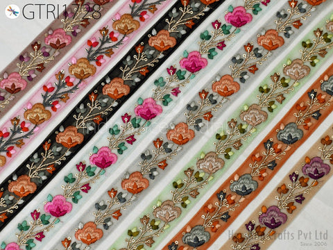 9 Yard Embroidered Fabric 35mm Trim Embellishment Sari Ribbons Sewing DIY Crafting Border Indian Embroidery Trimmings Cushions Laces