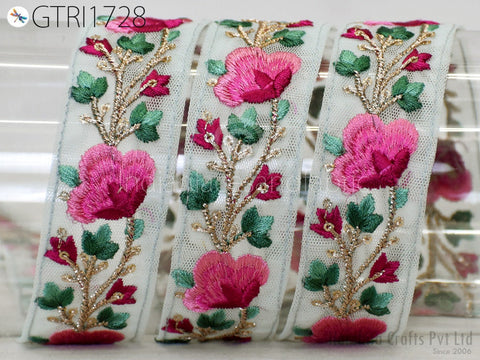 9 Yard Embroidered Fabric 35mm Trim Embellishment Sari Ribbons Sewing DIY Crafting Border Indian Embroidery Trimmings Cushions Laces