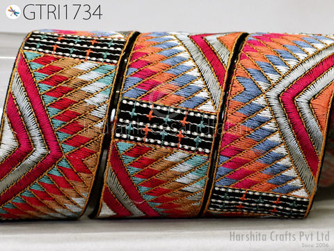 9 Yard Indian 5cm Trim Dress Sari Border DIY Crafting Ribbon Sewing Fabric Embroidered Decorative Costumes Cushion Curtain Home Decor Trim