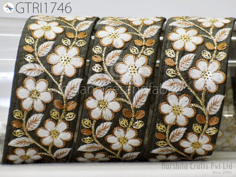 9 Yard Indian Sari Embellishments Embroidery 48mm Trim Embroidered Saree Ribbon Cushions Sewing Crafting Trimmings Curtains Headbands Border