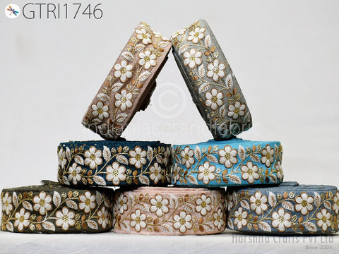 9 Yard Indian Sari Embellishments Embroidery 48mm Trim Embroidered Saree Ribbon Cushions Sewing Crafting Trimmings Curtains Headbands Border