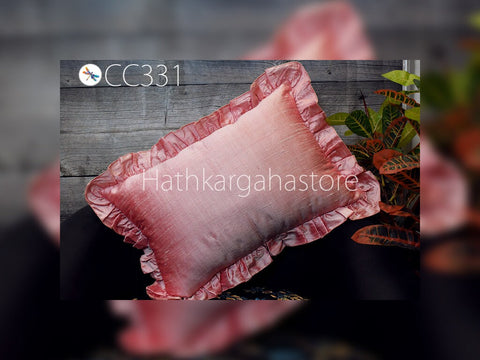 Iridescent Dupioni Euro Sham Throw Pillow Pure Silk Frill Silk Pillowcase Cushion Cover Handmade Rectangle 12x26 Home Decor Wedding Gift