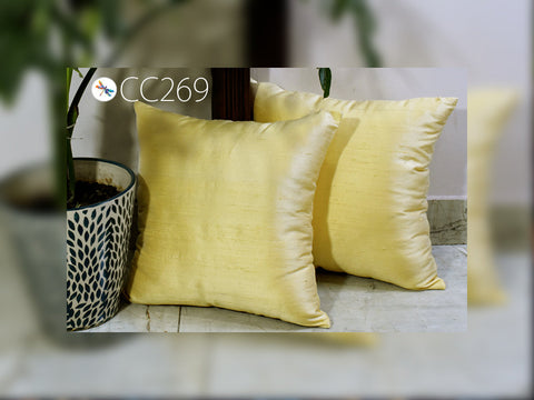Pale Yellow Pure Dupioni Silk Cushion Cover Handmade Throw Pillow Decorative Home Decor Pillowcase House Warming Bridal Shower Wedding Gift