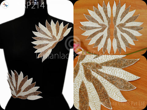 Beaded Patches Appliques Embroidery Sew on Patch, Handcrafted Appliques, Applique for dress, Christmas applique, Golden Appliques, Headband Applique, applique designs