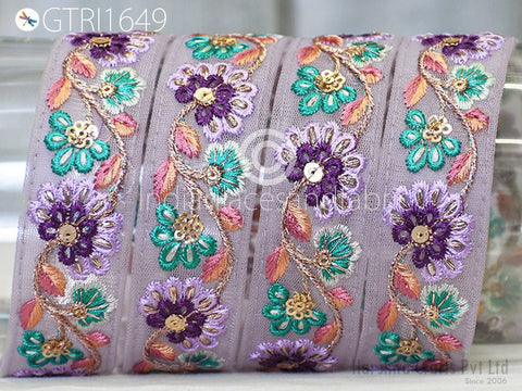 9 Yard Embroidered Fabric 35 mm Trim Saree Ribbon Sewing Embroidery Cushions Crafting Sari Border Embellishment Indian Wedding Dress Tape