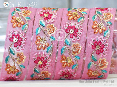 9 Yard Embroidered Fabric 35 mm Trim Saree Ribbon Sewing Embroidery Cushions Crafting Sari Border Embellishment Indian Wedding Dress Tape