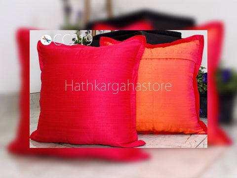 Magenta and Orange Dupioni Pure Silk Cushion Cover Custom Size Handmade Throw Pillow Decorative Home Decor House Warming Bridal Wedding Gift