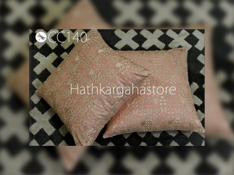 Pink Embroidered Cushion Cover Handmade Embroidery Throw Pillow Decorative Home Decor Pillowcase Sham House Warming Bridal Shower Wedding